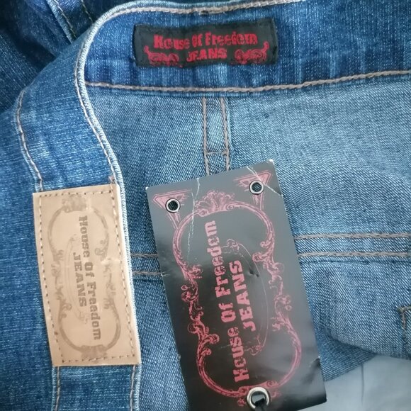 NWT House Of Freedom Jeans Womens Blue High Rise Stretch Denim Straight Size 26P - Picture 5 of 7